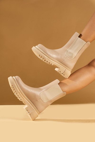 Pembe Potin Women's Nut Thick Non-Slip Sole Elastic Daily Comfortable Boots