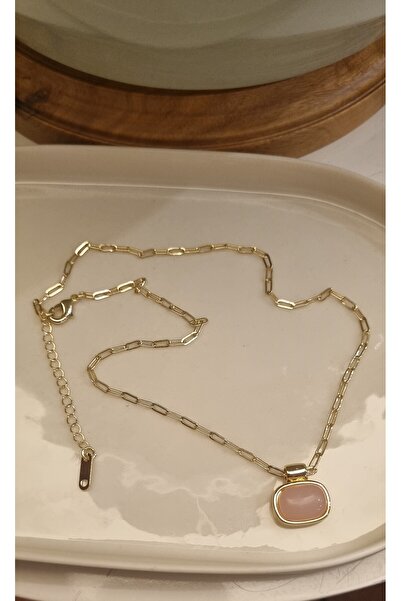 AKSESUARIM Stylish, Elegant Steel Necklace Combined with Clip Chain ​​And Luster