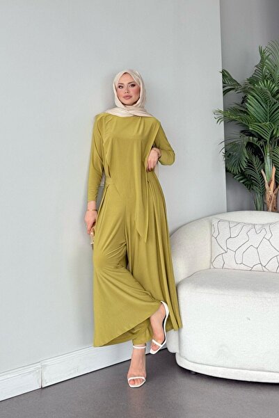 Hazamoda طقم قطر ساندي باللون الأخضر الزيتي