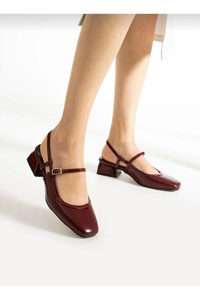 S.N.S SHOES Moda Ayağınızda Heeled Patent Leather Women's Shoes Classic Daily