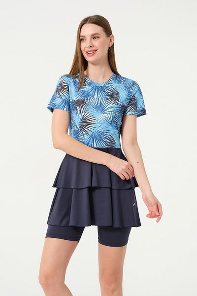 İKSUN Short Sleeve Ruffle Hem Leggings Dress Swimsuit