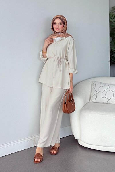 Hazamoda مجموعة Yalıkavak المزدوجة باللون البيج