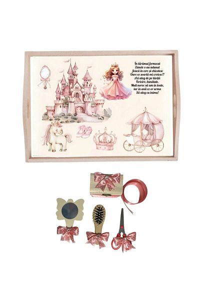Botez Cake/Mot Cutting Tray Set – Princess - Powder, 6 pieces