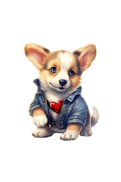 INOVATIX Set de 8 piese, autocolant Sfântul Valentin cățeluș cu jachetă de bl...