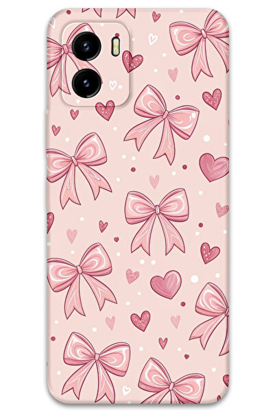 Gramaphone Vivo Y15s Uyumlu Kurdele Desenli Telefon Kılıfı + Ekran Koruyucu - 5802