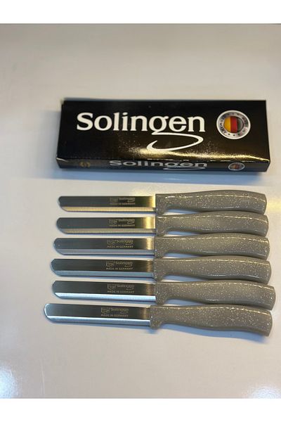 vanilinkitchen Solingen Set of 6 Silvery Gray Micro Meat and Vegetable Chopping Knives