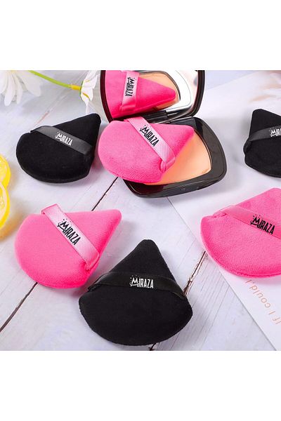 miraza Set of 6 Triangle Makeup Sponges, Reusable, Wet or Dry Use, Gift Storage Box