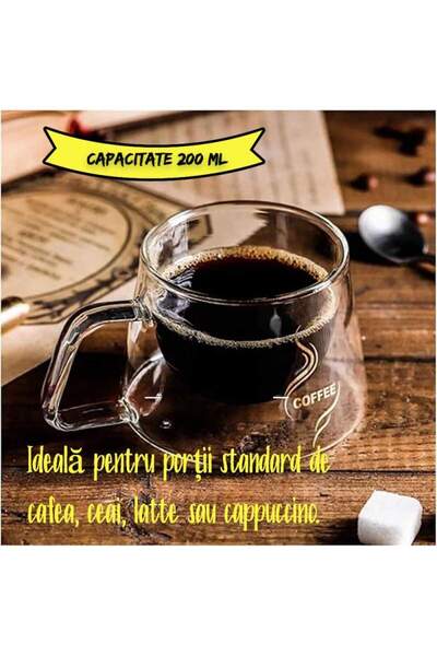 SIKS Set of 2 SIKS Glass Mugs, Double Walled, Heat Resistant, Capacity 200 ML, Transparent