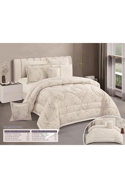 Generic Two-sided bedspread, one side is patterned and the other is plain, filled with 100% microfiber, for two people, 8 pieces