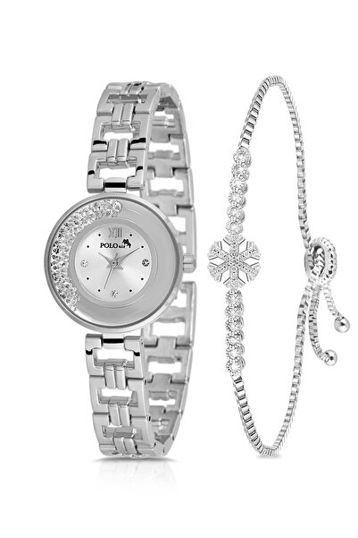 Polo Air Lüx Taşlı Zincir Kordon Kadın Kol Saati Zirkon Taşlı Kartanesi Bilek...