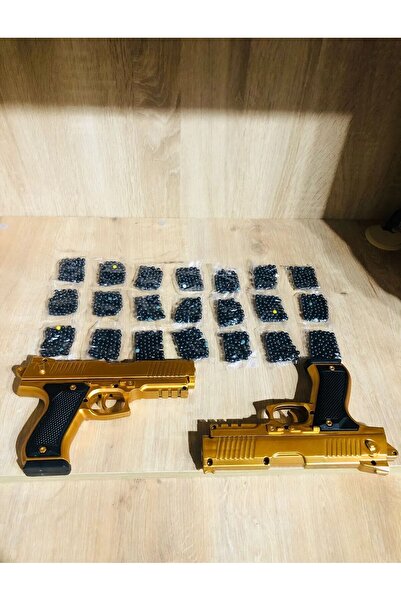 shop Oyuncak Tabanca Gold-Siyah ve Gümüş Renk Boncuklu Oyuncak Tabanca 2 Adet + 21 Paket Boncuk