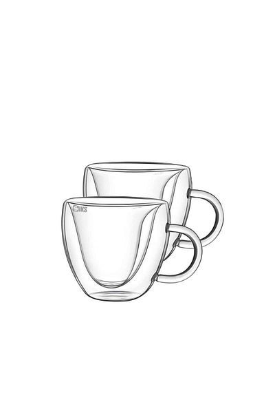SIKS Set de 2 căni SIKS din sticlă, cu pereți dubli, rezistente la căldură, capacitate 250 ml, transparente
