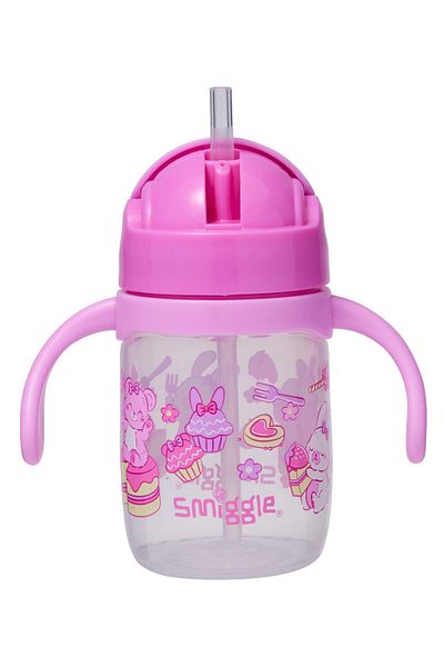 SMIGGLE Double Handle Bpa Free Kids&Baby Water Bottle with Straw