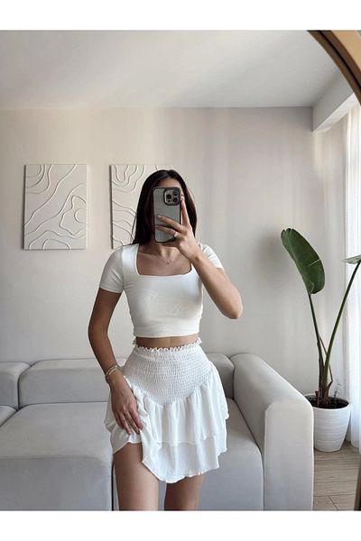 Zoom Butik Waist Corset Detail Pleated Skirt