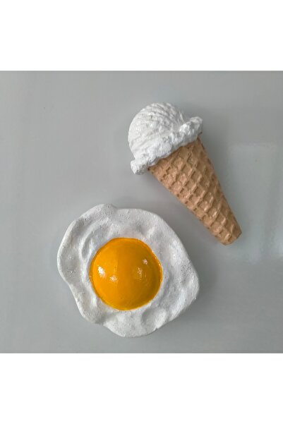 Minihobiev Yumurta Ve Dondurma Ikili Magnet Set , Mutfak Mıknatısı, Buzdolabı Not Tutucu , Dolap Mıknatısı