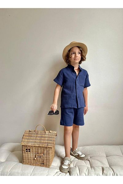 YİGİT BUTİK Yigit Boutique Boys' Set with Muslin Fabric Shorts