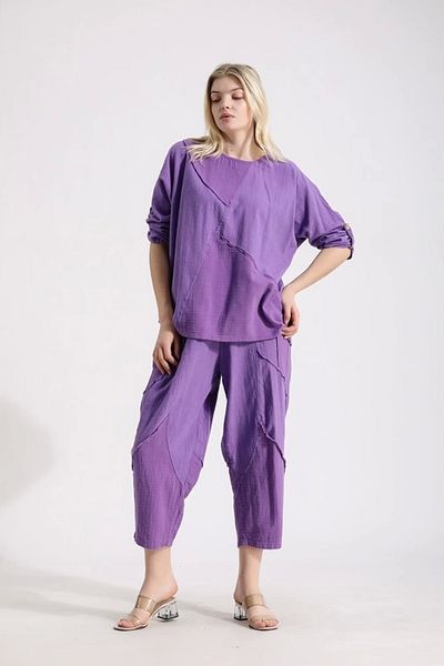 SUMEF Muslin Bottom Top Women's Set-Purple