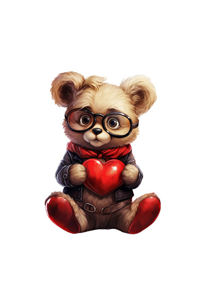 INOVATIX Set de 8 autocolante de Ziua Îndrăgostiților cu ursuleț și bandană r...