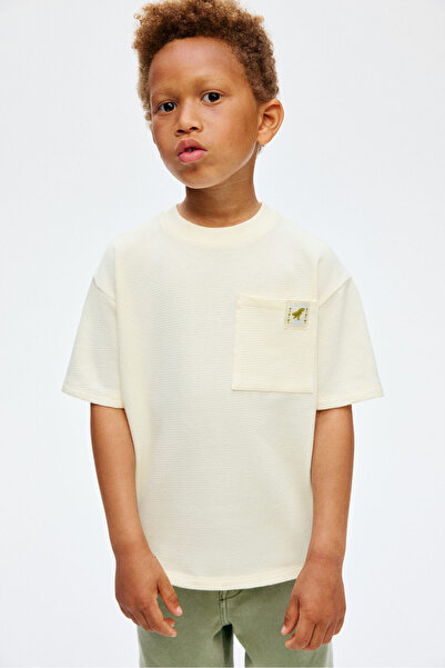 H&M Pamuklu ve Jakarlı Jarse Tişört