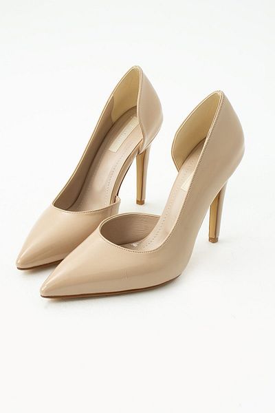 es exello Valera High Thin Heels Low-Cut Nude Patent Leather Stiletto
