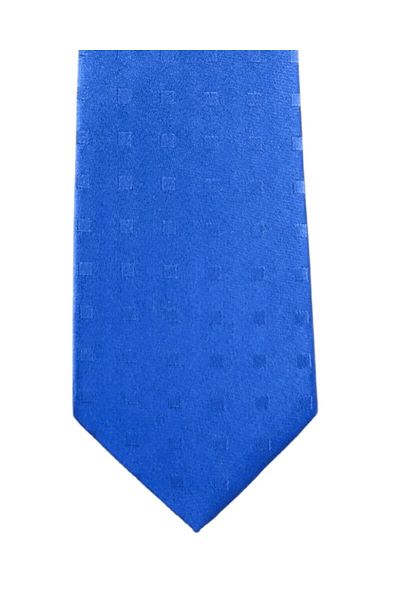 1001 Kravat Minimal Square Patterned 7.5 cm Wide Indigo Blue Colored Satin Silk Tie