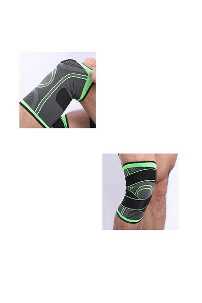 OEM Knee Brace, Nylon/Spandex/Latex, Black/Green, L