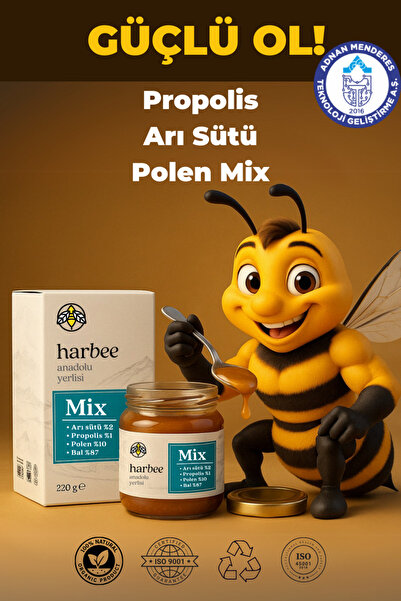 Har-Bee Bal, Propolis, Arı Sütü, Polen Karışımı 220gr. %100 Doğal - Harbee Mix