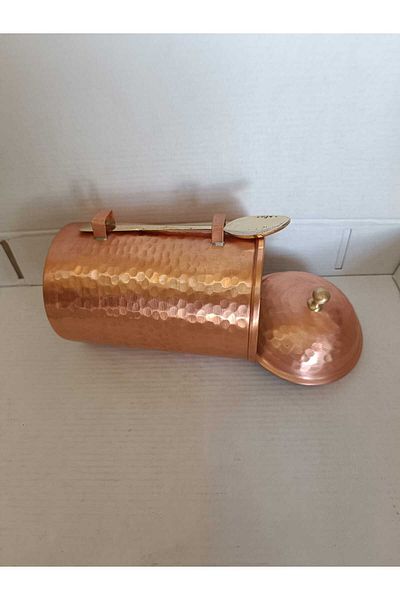 Ustası Antepte Copper Storage Container Copper Coffee Storage Box Copper Spice Box Stylish Design Hammered Copper
