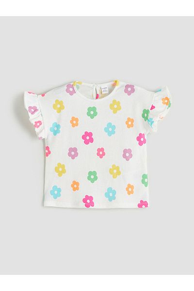 LC Waikiki Ecru Floral Girl's Blouse and Shorts 2-Piece