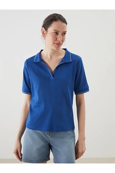LC Waikiki Lcwaikiki Classic Blue Polo Neck Women's T-Shirt