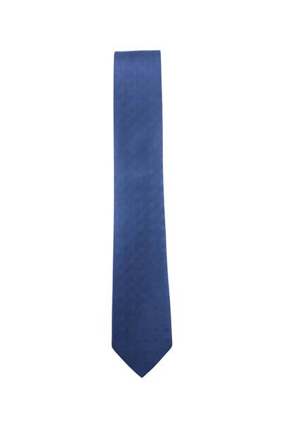 1001 Kravat Minimal Square Patterned 7.5 cm Wide Navy Blue Colored Satin Silk Tie