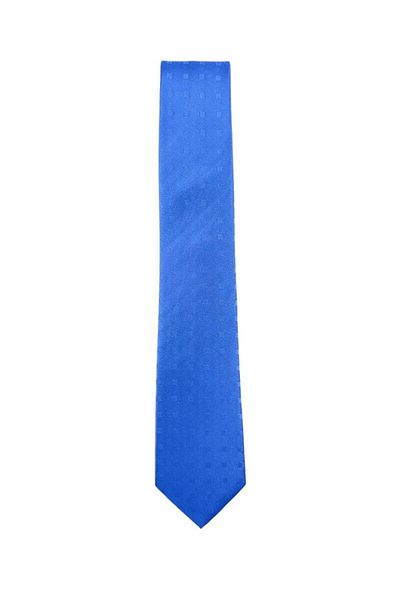 1001 Kravat Minimal Square Patterned 7.5 cm Wide Indigo Blue Colored Satin Silk Tie