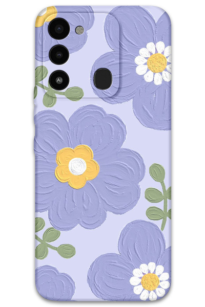 Gramaphone Tecno Spark 8c Uyumlu Çiçek Desenli Telefon Kılıfı + Ekran Koruyucu - 5799