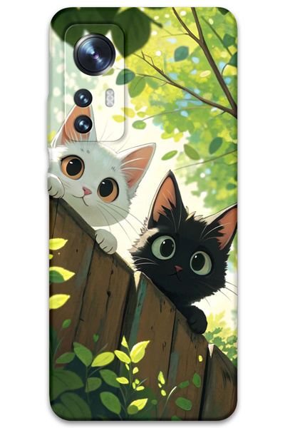 Gramaphone Xiaomi Mi 12 Pro Compatible Cat Pattern Phone Case + Screen Protec...