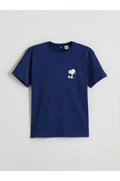 LC Waikiki Xside Navy Blue Crew Neck Snoopy Printed Women's T-Shirt