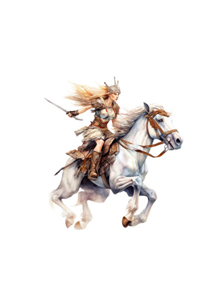 INOVATIX Set de 8 piese, autocolant Războinic viking pe cal alb, INOVATIX®. 6 cm