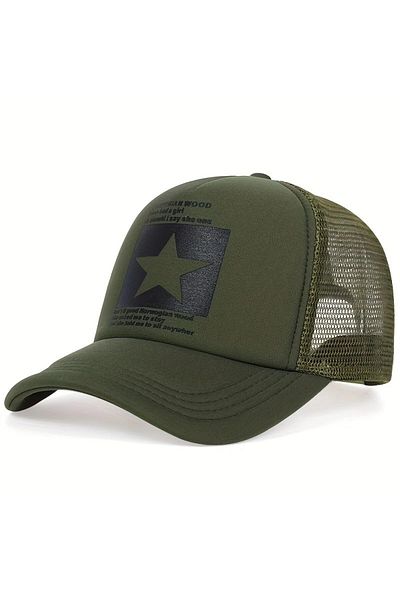 LEIVOR Star Printed Mesh Black Snapback Hat