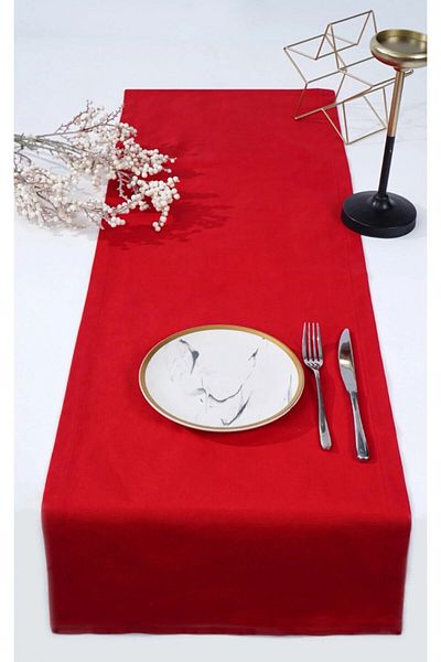 Emtory Home 230x40 Red Long Runner, Πρωτοχρονιάτικο Τραπέζι Runner, 100% βαμβακερό λεπτό ύφασμα