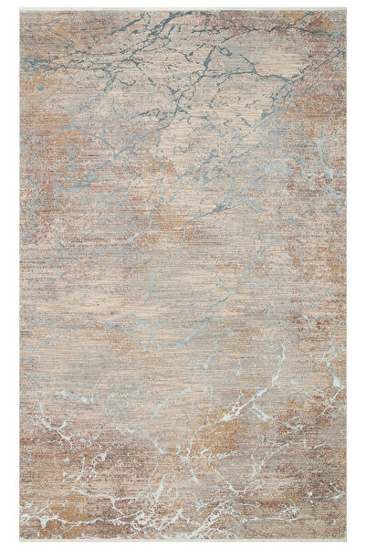 Vog Halı Patina Klasik Vintage Kabartmalı Gri Bej Sık Dokuma Yumuşak Dokulu M...