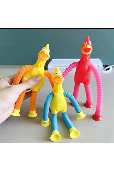 MİNGODAN 3 Adet Vantuzlu Tavuk Kolları Bacakları Uzayan Düdüklü Eğitici Teles...