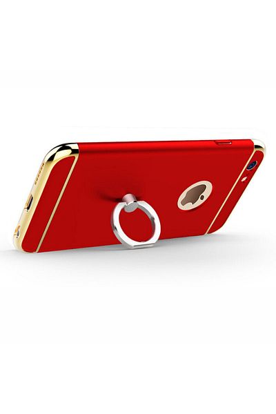 OEM Husa de telefon pentru iPhone 6 Plus / 6S Plus oferă protecție 360° 3 în 1 Ultrathin - Inel mat roșu S + folie