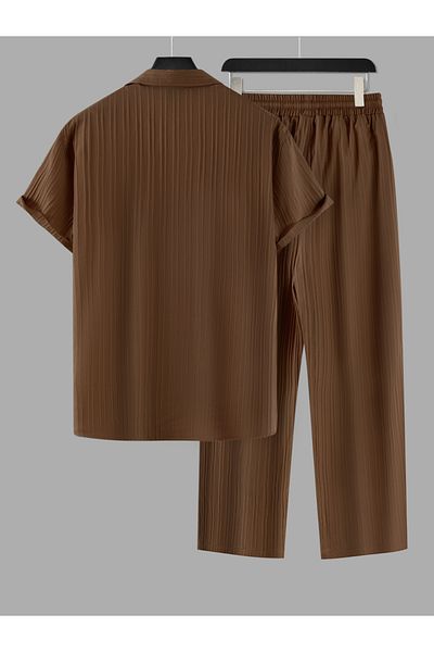 Take Two By Styli Solid Short Sleeve Shirt and Pants Co-Ords