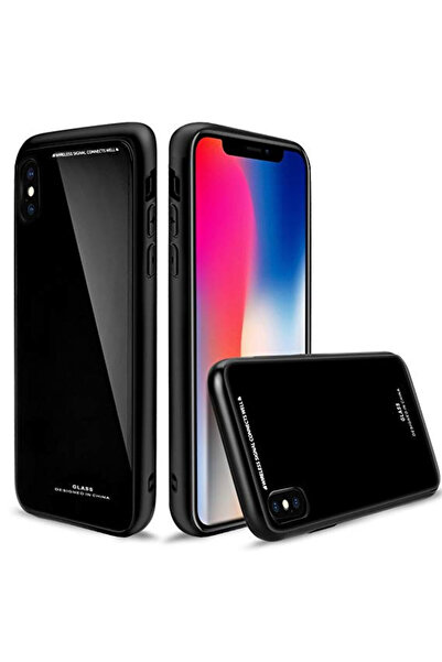 BLACK Θήκη Apple iPhone X, Elegance Luxury Back Glass, θήκη με γυαλί ασφαλεία...