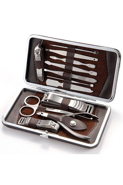 MDM Professional Pedicure/Manicure Set, 12 pieces, stainless steel