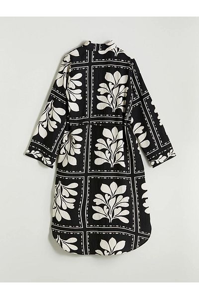 LC Waikiki Lcwaikiki Classic Black Floral Oversize Women's Shirt Tunic