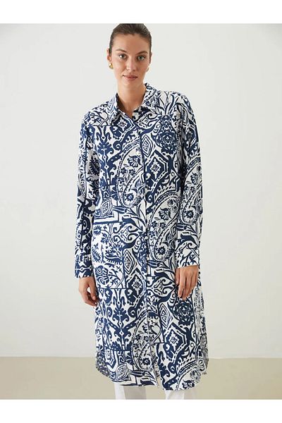 LC Waikiki Lcwaikiki Classic Blue Print Women's Shirt Tunic