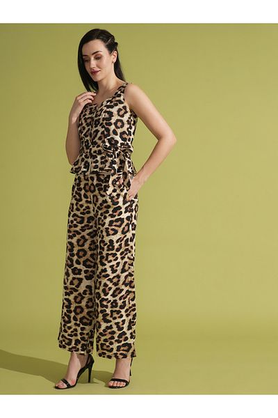 Globus Yellow Animal Printed Top and Trousers Co Ord's Set