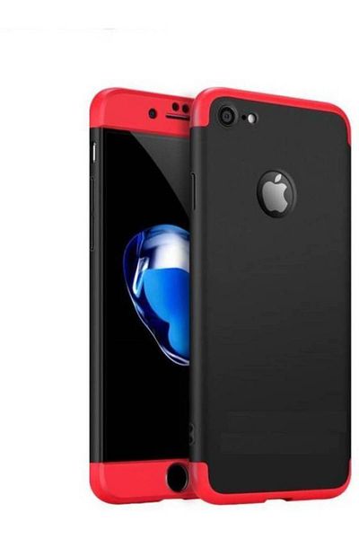 OEM Carcasă Apple iPhone 7, MyStyle, 360° 3 în 1 Negru-Roșu