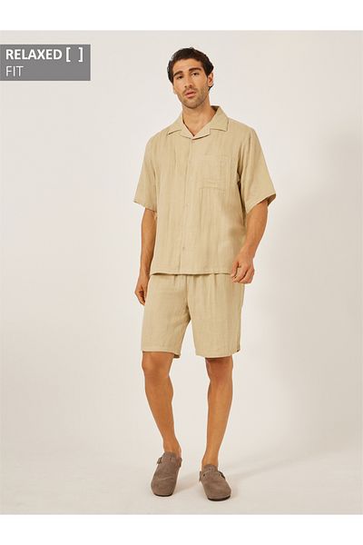 Styli Solid Short Sleeve Relaxed Fit Shirt and Shorts Co-Ords