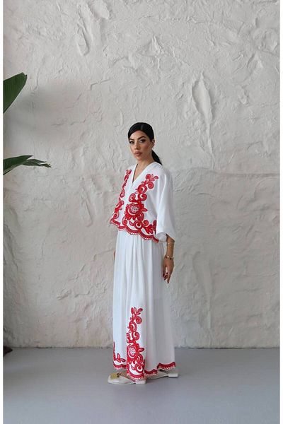 MIZUKI Women's Embroidered Shirt Skirt Set – Stylish Summer Two-Piece Set